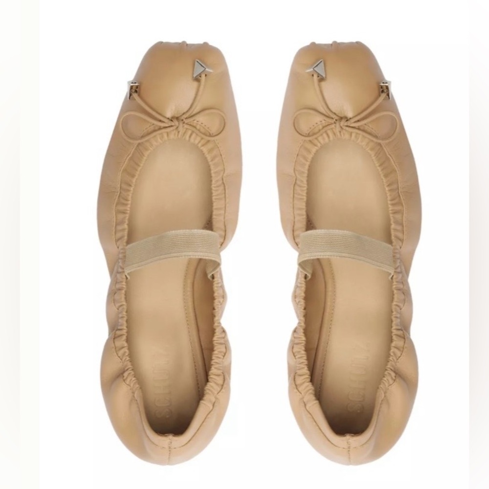 SCHUTZ Fanny Beige Leather Ballet Flats